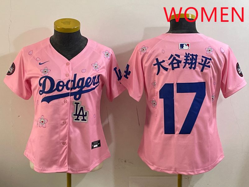 Women Los Angeles Dodgers #17 Ohtani Pink Sakura Edition 2025 Nike MLB Jersey style 10